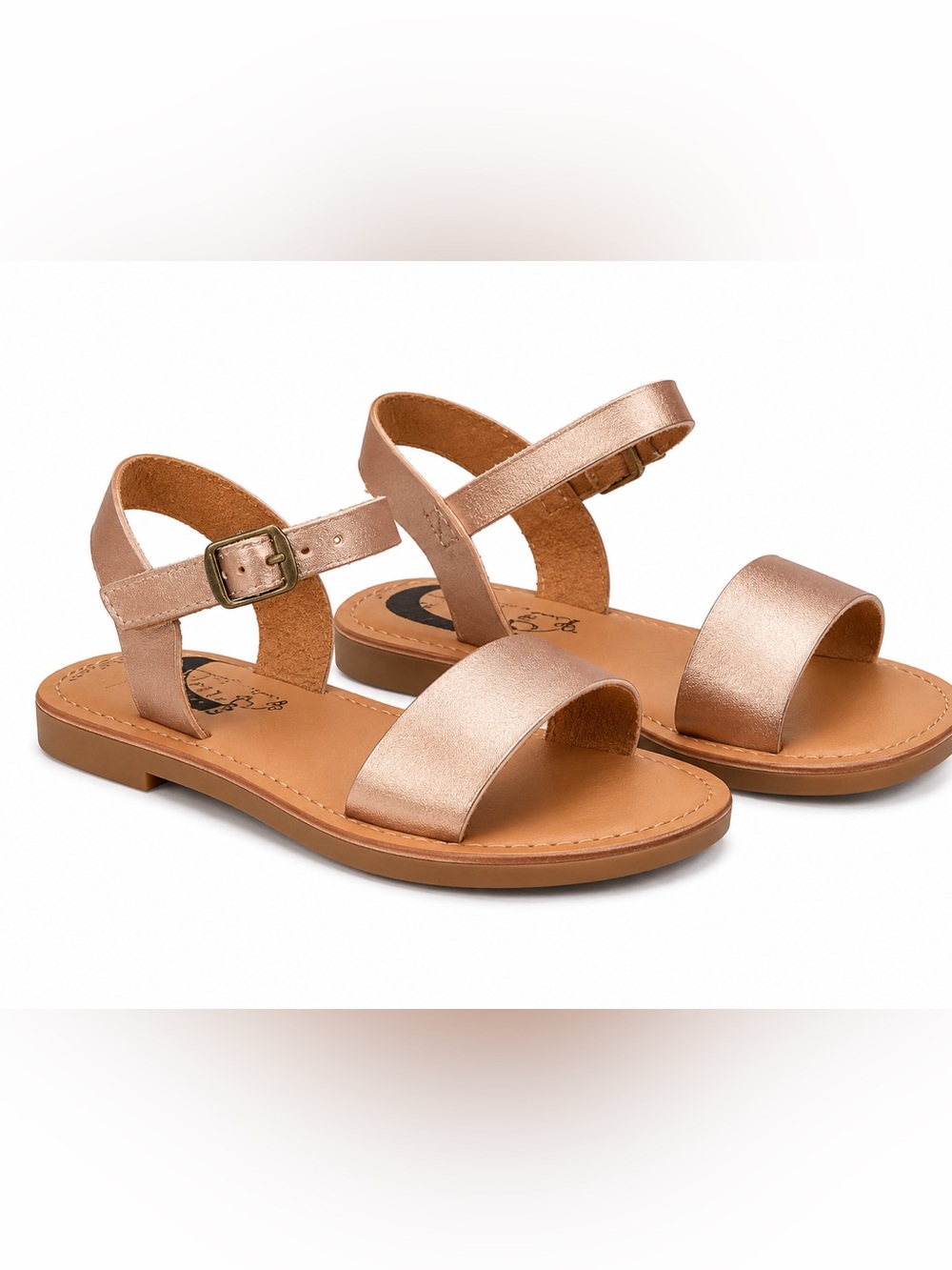 Girls' Rose Gold Ankle Strap Sandals by